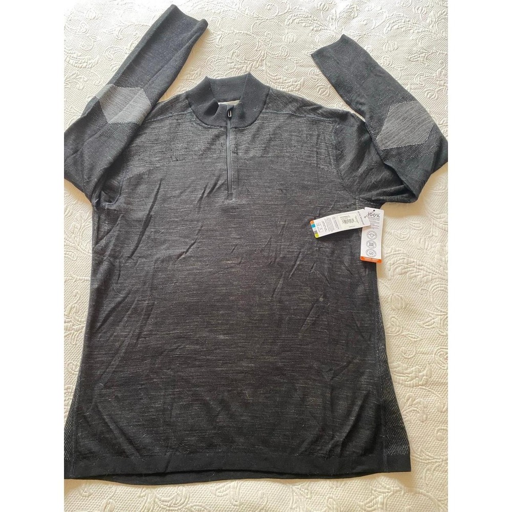 Smartwool Intraknit Base Black Long Sleeve 1/4 Zip Pullover Shirt New Tag XXL s7